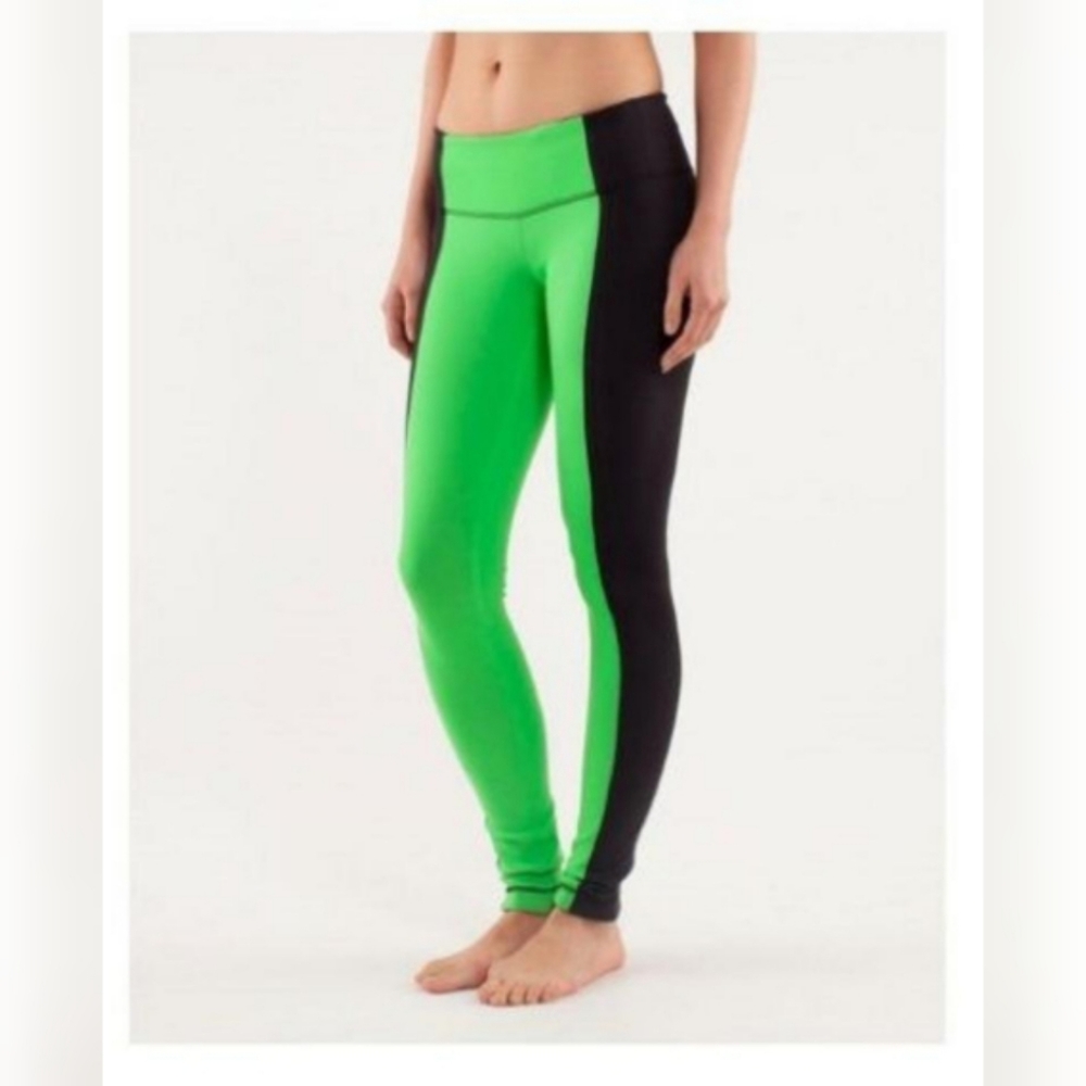 Lululemon Wunder Under Bonded Stripe Green Black